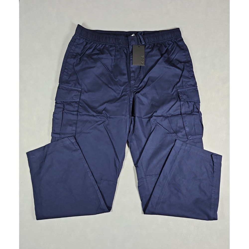 CSG Mens Blue Everett Standard Fit Tapered Leg Cargo Pants Size XL NWT